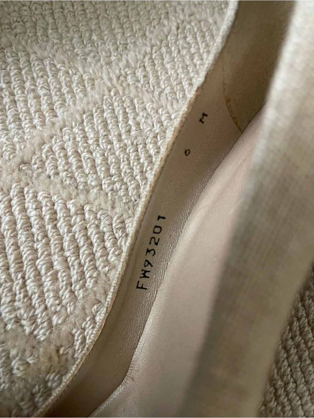 Stuart Weitzman Taupe Linen Peep-Toe Heels with Gold Buckle